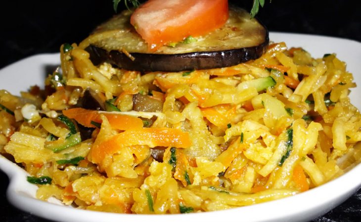 Brás de courgette e beringela que é uma delícia