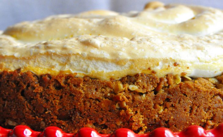 Tarte merengada de laranja que é uma delícia