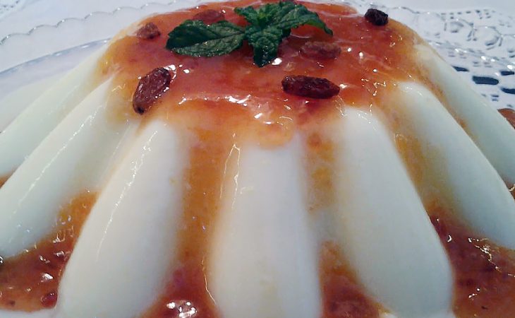 Pudim tropical com Limoncello que é uma delícia