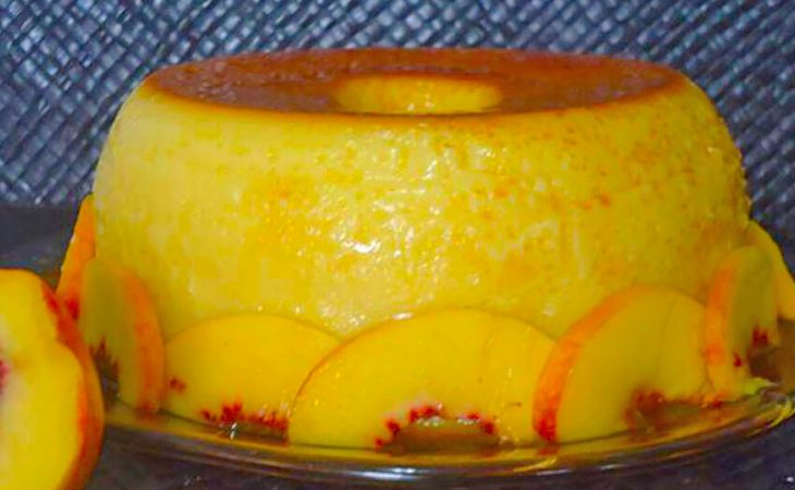 Pudim de Pêssego cheio de sabor