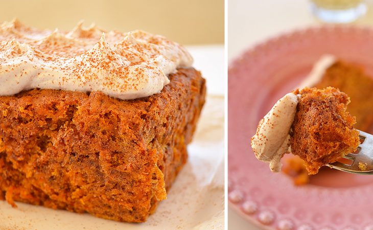 Bolo de Cenoura com Cobertura de Queijo-Creme
