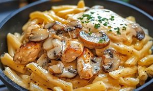 Frango Cremoso e Massa de Cogumelos 🍄‍